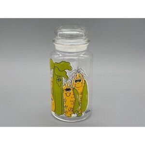 Vintage Anchor Hocking Glass Jar With Hildi Veggie Design Large Lidded Canister